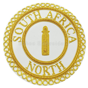 BADGE PROVINCIAL DE ROBE D'ARTISANAT MAÇONNIQUE POUR BARRIÈRE D'ÉPÉE-FIL DE BULLION D'OR BRODÉ À LA MAIN-BADGE DE TABLIER MAÇONNIQUE - Product Image 3