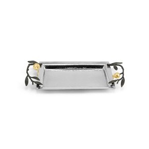 Bandeja DE SERVICIO DE METAL superventas con mango de trabajo de diseño floral elegante de alta duración elegante Premium mejor para la decoración del hogar y la fiesta - Product Image 6