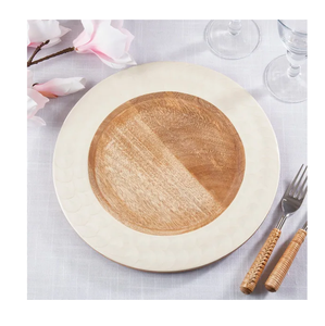 Placas de cargador de madera para servir cenas Placa de cargador de madera de acacia pulida para el hogar Proveedor de hoteles Artesanías Precio más bajo - Product Image 4