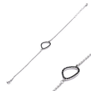 Bracelet élégant minimal en pierre noire de conception géométrique fabriqué en Turquie en gros bijoux en argent sterling 925 - Product Image 1