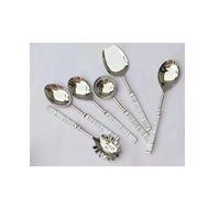 Ensemble de couverts en acier inoxydable écologique de qualité supérieure, style royal, avec poignée à nœud doré, comprenant cuillère de service et spatules ajourées pour friture