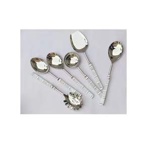 Ensemble de couverts en acier inoxydable écologique de qualité supérieure, style royal, avec poignée à nœud doré, comprenant cuillère de service et spatules ajourées pour friture - Product Image 5