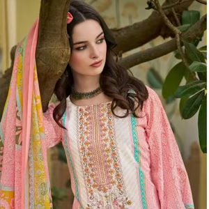 Traje de algodón pakistaní al por mayor, material de vestido estampado, Catálogo completo disponible a precio mayorista para ropa de fiesta - Product Image 1