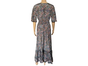 ฟรีไซส์ เสื้อผ้าสไตล์เกาหลี ลายเรขาคณิต ลายเพสลีย์ สไตล์ Y2K โบฮีเมียนธรรมชาติ ผ้าไหมทอแบบอินเดีย ทรงเอไลน์ ความยาวปานกลาง สวมใส่สบายๆ ทุกวัน หวานๆ สำหรับฤดูร้อน คอวี ทรงบาน - Product Image 2