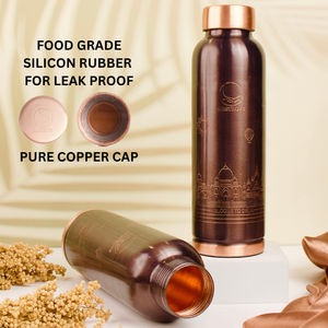 Factory Wholesale High Quality 100% Pure Copper Hammered 34OZ/<b>1</b> <b>Litre</b> Ayurvedic Purity Drinkware Leak-Proof Cooling <b>Water</b> <b>Bottle</b> - Product Image 3