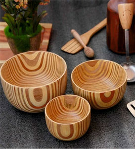 ชุดชามไม้ธรรมชาติที่สวยงาม-สามชามหรูหราสำหรับการให้บริการชาม - Product Image 2