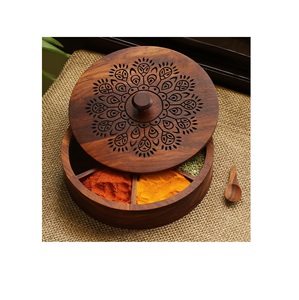 New Design <b>Wood</b> Spice Box Handmade Top Quality <b>Wood</b> Food Spice Storage Box Spice Wholesale Manufacture From India - Product Image 3