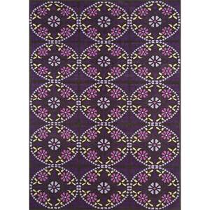 พรมลายดอกไม้แบบทอเรียบ ผลิตจากผ้าเรยอนเชนิลล์ สีชมพูและสีม่วง สำหรับใช้ในบ้าน รุ่น SDRC-04 - Product Image 1