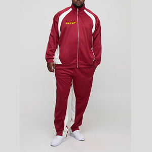 OEM/ODM survêtement pour hommes ensemble de 2 pièces à épaules tombantes baggy fit colour block logo brodé personnalisé streetwear hip hop survêtement homme - Product Image 1