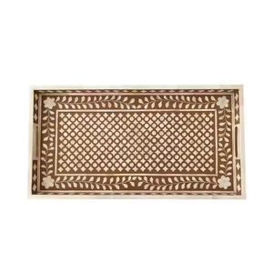 Deseables bandejas hechas a mano Elegante bandeja con Incrustaciones de nácar bandeja para servir huesos alta y lujosa decorativa Diseños artísticos - Product Image 3