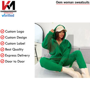 Conjunto de dos piezas para mujer Otoño Invierno Sudadera con capucha y cremallera Chaqueta gruesa y pantalones largos Chándal informal Estilo Chándales - Product Image 6