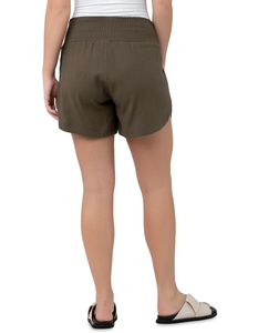 SRJ EXPORTS Short décontracté pour femme avec cordon de serrage, en mélange doux de coton et de lin, ourlet incurvé, poches et ceinture - Product Image 4