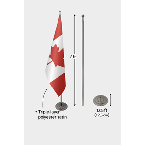 Canada's Official Indoor <b>Flag</b> 3x5ft Pennant Style Digital Printed Nylon Silk Vinyl Polyester Aluminum <b>Pole</b> - Product Image 6
