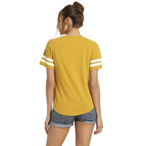Camiseta de talla grande a la moda para mujer, venta al por mayor, diseño personalizado con decoración de botones y patrón geométrico teñido liso - Product Image 6