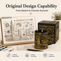 Tasses en céramique souvenirs touristiques Afrique Maroc, motif bâtiment islamique et chameau du désert, pour café et lait, personnalisables OEM ODM, vente en gros