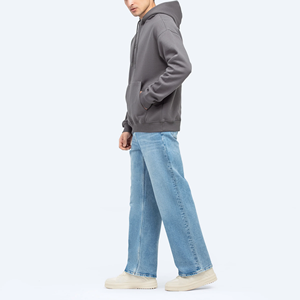 Sweat à capuche oversize en molleton 100% coton pour homme avec logo personnalisé, design épaules tombantes pour les basiques d'hiver - Product Image 2