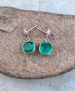 Boucle d'oreille en argent sterling 925 émeraude faite à la main, belle boucle d'oreille pour femme. - Product Image 4