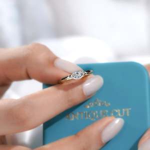 East West Marquise Solitaire Engagement <b>Ring</b> IGI Certified Half Bezel <b>Diamond</b> <b>Ring</b> - Product Image 3