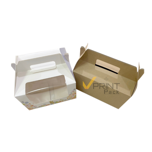 Caja de Pastel de Papel Kraft Impresa Personalizada con Asa y Ventana Transparente, Caja de Embalaje para Panadería de Grado Alimenticio - Product Image 6