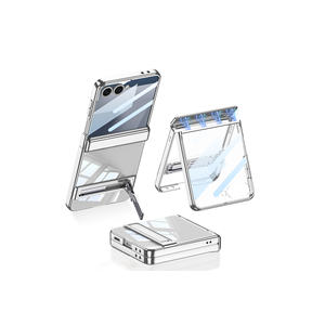 Étui Premium Argenté pour Galaxy Z Flip 7, Design Transparent, Support Zore Lego, Protection Caméra, en Silicone Caoutchouc Translucide - Product Image 1