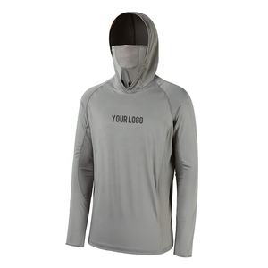 Custom UPF 50+ Hooded Fishing Shirts Long Sleeve for <b>Men</b> Breathable Lightweight Sun Protection Fishing Hoodie with <b>Face</b> <b>Mask</b> - Product Image 1