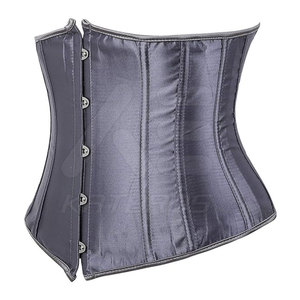 Women Under Bust Corset Satin Firm <b>Control</b> Shapewear Hook-and-Eye Design <b>Tummy</b> <b>Control</b> Daily Wear - Product Image 2