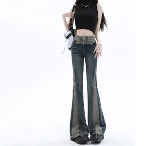 Nouveau pantalon en Denim lavé de haute qualité personnaliser 100% coton pantalon évasé 2025 élégant pantalon pour femmes respirant - Product Image 6