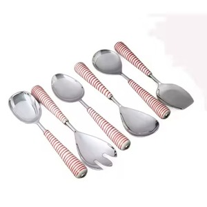 Mesa de comedor Chapado en plata Servidor de ensalada Cubiertos Cuchara Cubiertos Vajilla Mango decorativo Cubiertos de cocina de estilo moderno - Product Image 3