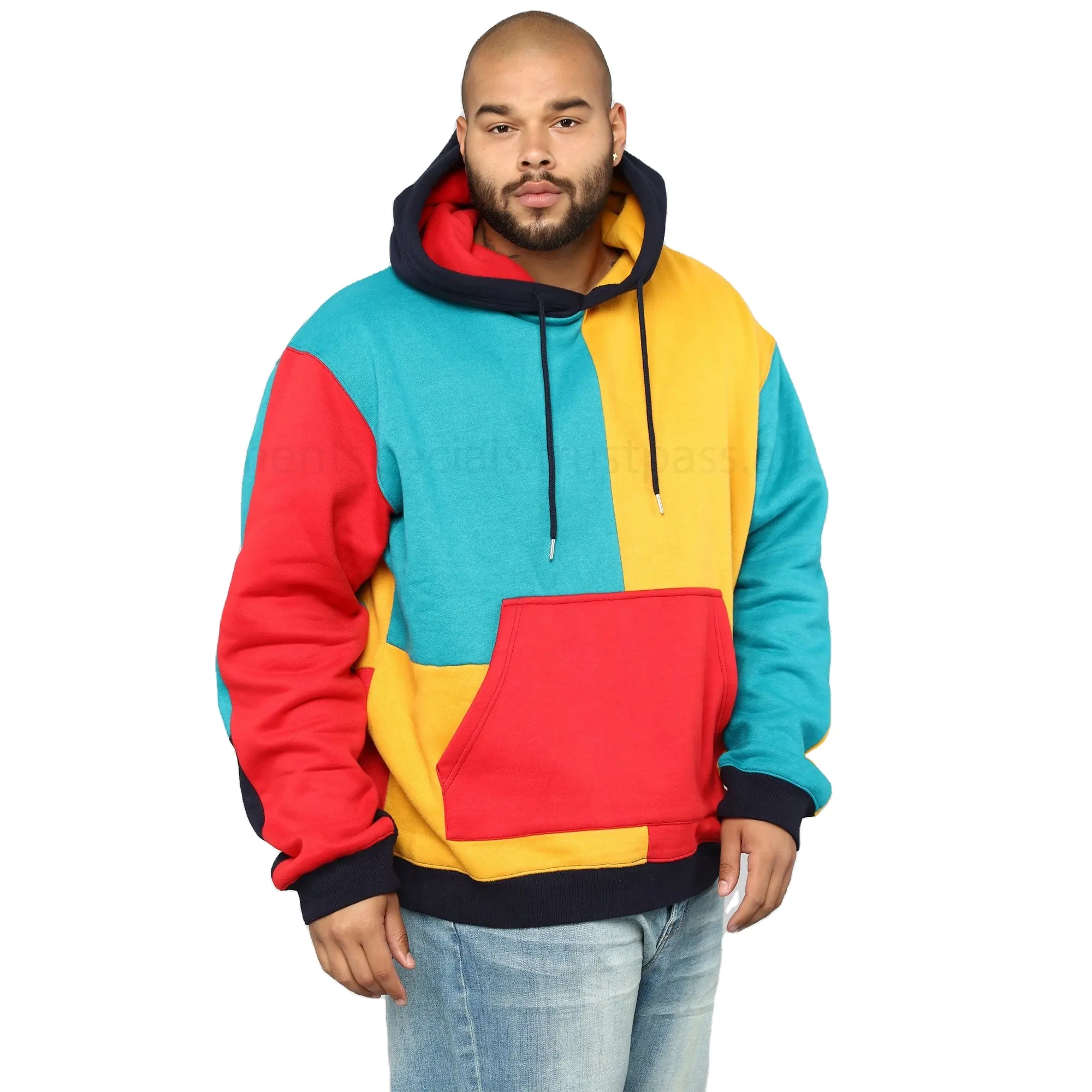 Red Blue Yellow Multi Colors Block Hoodie Men Unisex custom sweatshirt printing / blank hoodies / hoodie custom made by Antom En