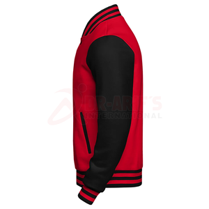 Chaqueta universitaria de béisbol con logotipo personalizado para hombre con piel de oveja, uniforme de invierno negro, Mangas de cuero bordadas para parejas - Product Image 5