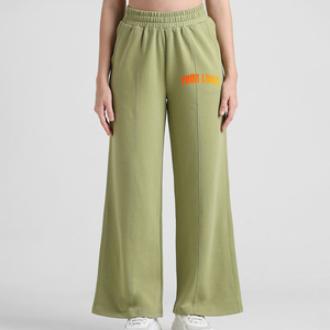 Custom Wholesale Pants High Quality High Waist Pocket Loose Casual <b>Trousers</b> Ladies Black Wide Leg Sweatpants - Product Image 1