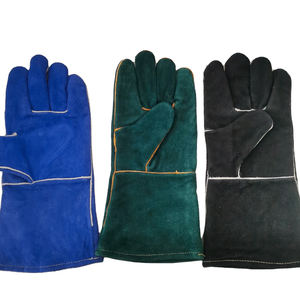 Guantes de soldadura de piel de vaca Guantes de trabajo de cuero resistentes al calor Guantes de seguridad resistentes para patios de soldadura de construcción industrial - Product Image 5