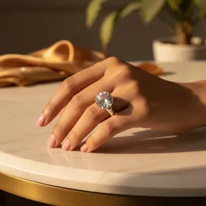 Bague en argent sterling 925 pour femme avec boule de cristal, cadeau élégant - Product Image 3