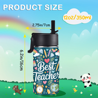 Bouteille d'eau isotherme personnalisée en acier inoxydable de 12 oz pour les cadeaux de la Journée des enseignants, gourde souvenir de diplôme personnalisée