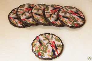 ชุดถาดรองแก้วเคลือบไม้เคลือบทองเหลืองและกระดูกทำด้วยมือแบบสั่งทำลายดอกไม้ทำจากชุดถาดรองแก้วทำจากเรซินอินเดีย - Product Image 3