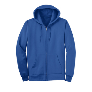 Sudadera con capucha y cremallera completa para hombre al por mayor, chaqueta polar de algodón suave, sudadera azul Lisa para uso en otoño e invierno - Product Image 3