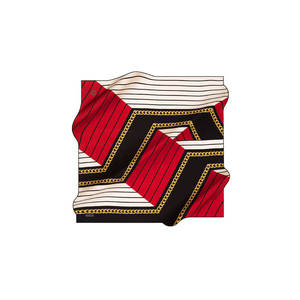 Écharpe et bandeau carrés en polyester rouge et noir à motif chaîne - Product Image 1