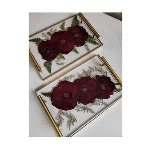 Designer resin <b>tray</b> <b>with</b> metal <b>handle</b> suitable for elegant living room kitchen dining table decor <b>serving</b> - Product Image 1