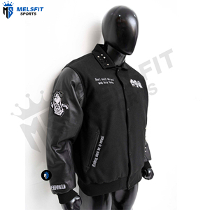 Vestes universitaires pour hommes en gros 2025, patchs brodés personnalisés, col montant, veste d'hiver - Product Image 4