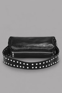 Sac fourre-tout décontracté noir clouté pour femme avec logo personnalisé, sac à bandoulière en toile imperméable avec fermeture éclair, fabrication OEM/ODM privée - Product Image 3