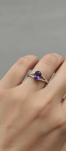 Bague Chrétienne en Argent 925 Faite à la Main avec Améthyste Taille Ovale, Design Minimaliste, Pierre de Naissance de Février, Cadeau de Fiançailles et de Mariage - Product Image 6