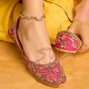 Pakistan Manufactured Women Khussa Anti-Slippery Genuine Leather Sole Customizable Color & Size Fashion <b>Design</b> All Seasons - Product Image 4