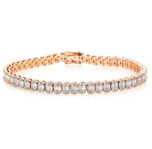Pulsera de Tenis con Moissanita de Corte Ovalado, Joyería de Boda, Regalo de Aniversario, para Ocasiones Especiales, Ropa Formal, Chapado en Oro Rosa - Product Image 4