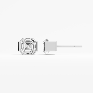 Boucles d'oreilles solitaires luxueuses en moissanite taille Asscher de 2,04 carats, plaquées rhodium, certifiées, fabriquées à la main en argent sterling 925 - Product Image 5