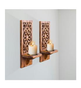Romantic Wooden Candle <b>Sconces</b> Elegant Wall Decor Cozy Ambient <b>Lighting</b> Handmade Stylish Rustic Gift Idea - Product Image 5