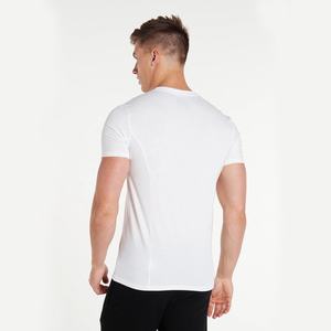 T-shirts d'entraînement athlétique pour hommes chemises de gymnastique à séchage rapide 95% polyester 5% Spandex chemises de fitness pour hommes à col rond vente en gros - Product Image 3