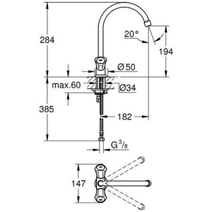 Robinet mélangeur de cuisine Grohe Costa 1/2 pouce monotrou pivotant œil-œil NPT en chrome avec garantie de 3 ans - Product Image 5