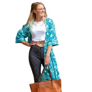 เดรสกิโมโนวินเทจแบบลำลองระบายอากาศมีกระดุมด้านหน้าผ้าคอตตอนเป็นมิตรต่อสิ่งแวดล้อม - Product Image 1