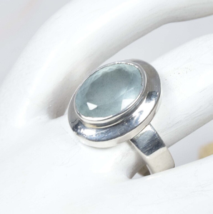 Aqua Calcedony Bague en argent sterling 925 faite à la main Bijoux de naissance de mode pour anniversaire de Noël en forme ovale - Product Image 3