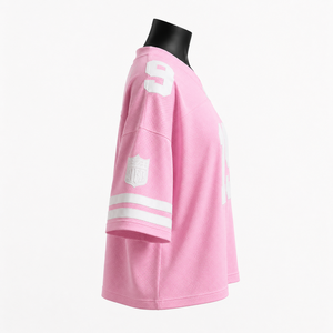 Camiseta Deportiva Informal de Malla Transpirable Rosa Extra Grande Personalizada para Mujer - Product Image 5